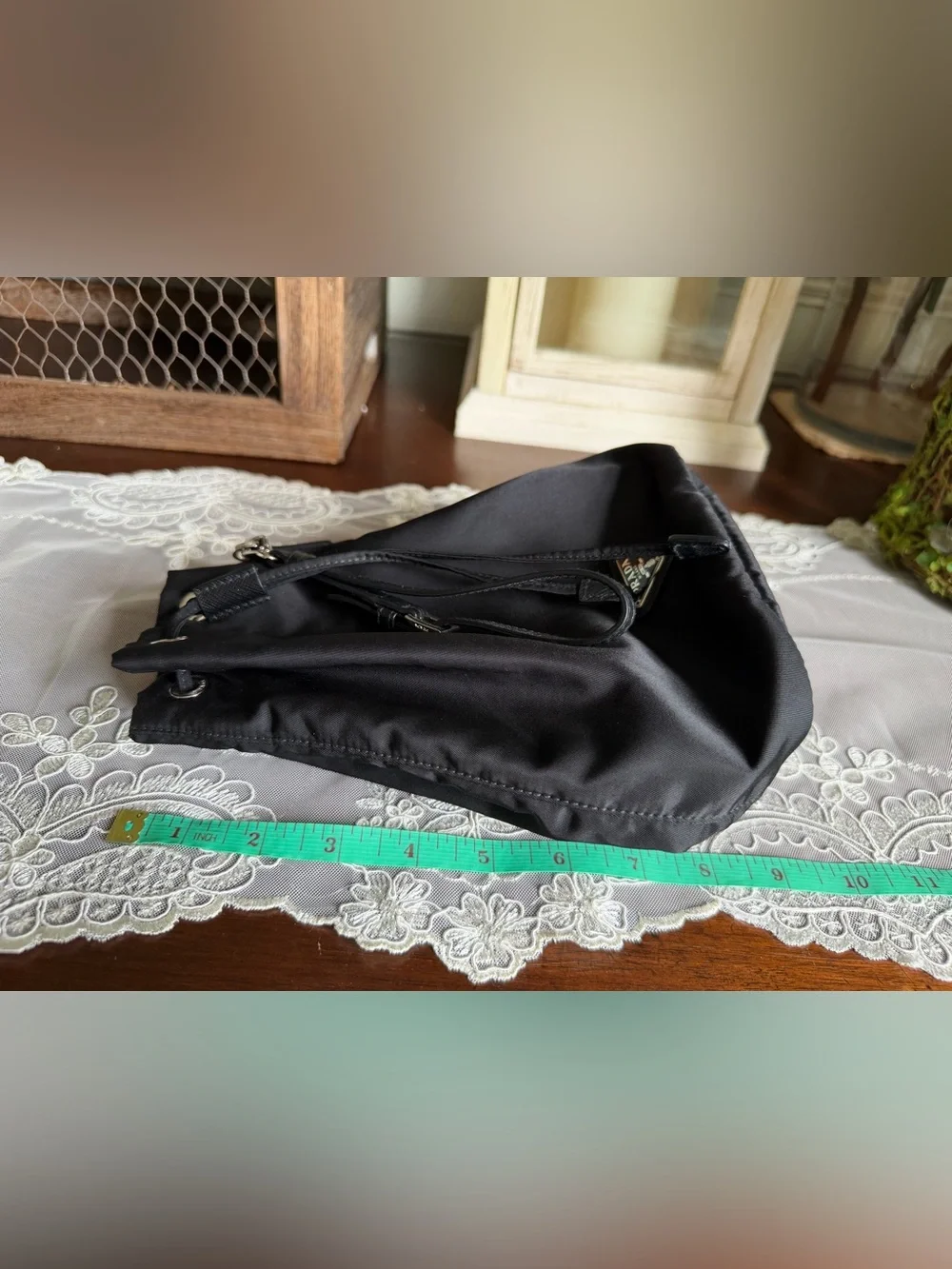 Prada Black Nylon Drawstring Bucket Bag Satchel